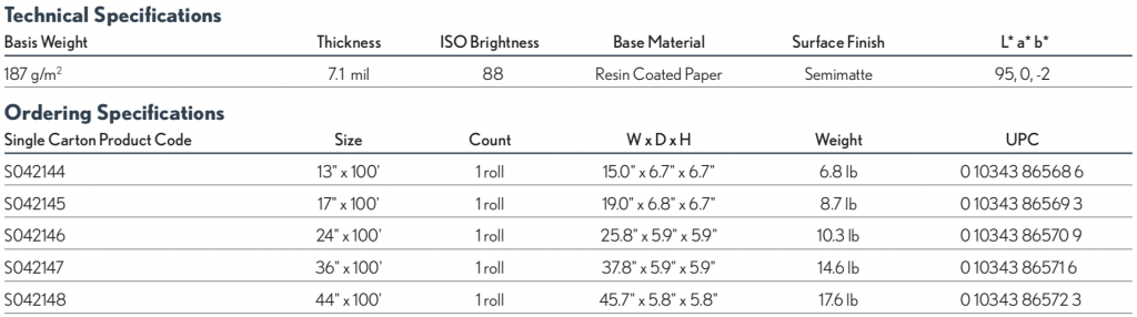 EPSON Proofing Paper Commercial specs