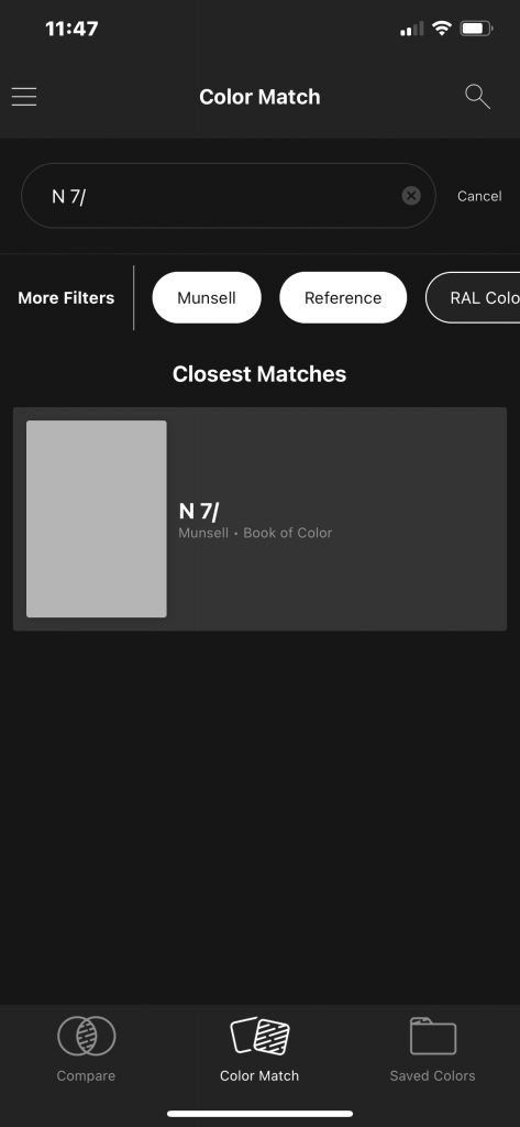 neutral gray on Spectro 1 app